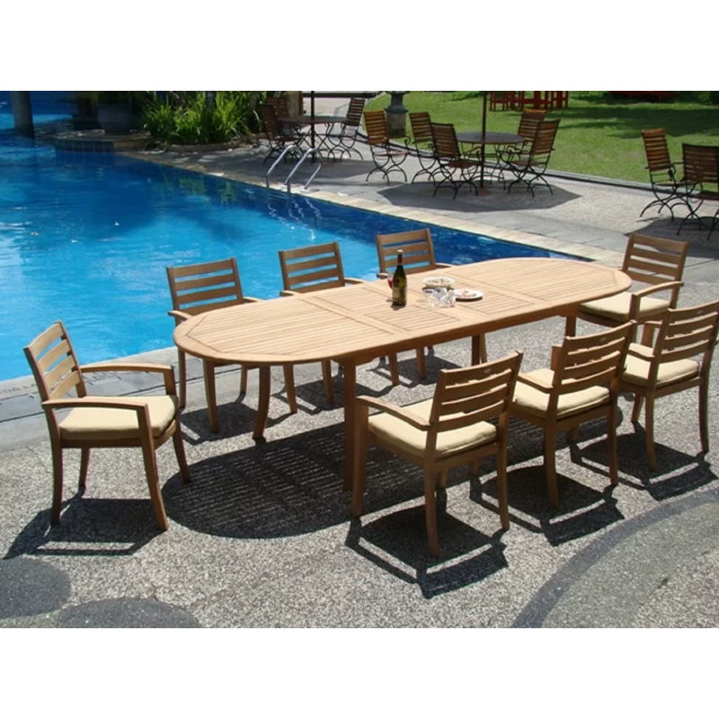 Ensemble repas luxueux en teck 11 pièces Marissa, H 30,5 po x l 42,5 po x L 117 po, 8