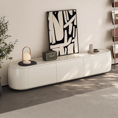 Cream-style simple solid wood TV cabinet