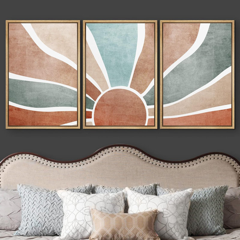 Sun Shine Mid-Century Modern Organic Abstract Neutral Decor, reproduction d'art encadrée sur toile