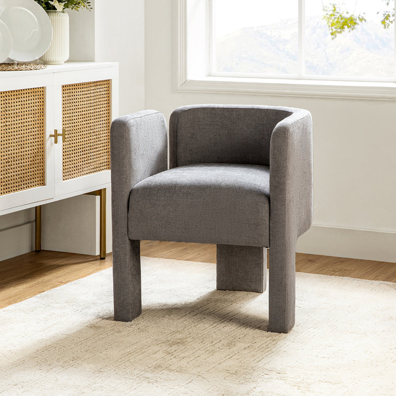 Chaise avec accoudoirs à dossier bas Braien, Gris