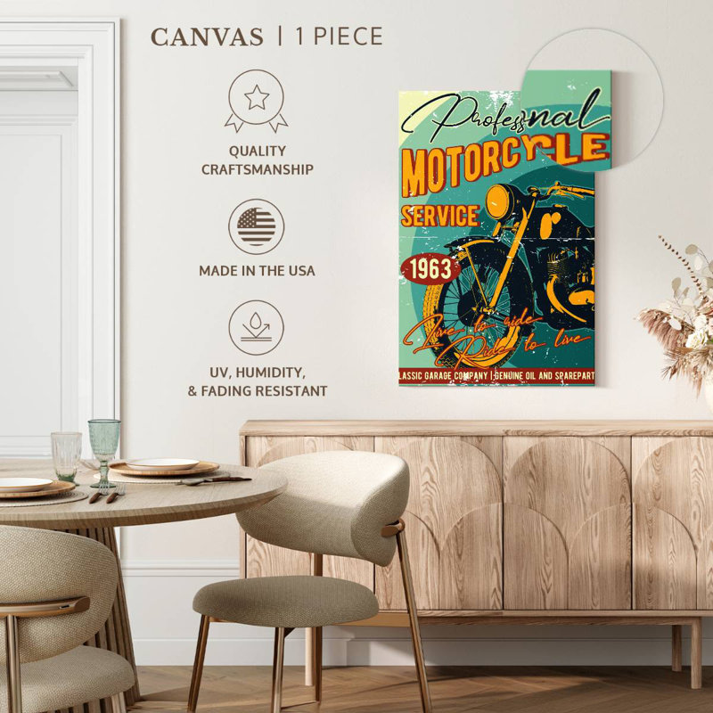 Vintage Motorcycle Poster, 24" H x 16" W