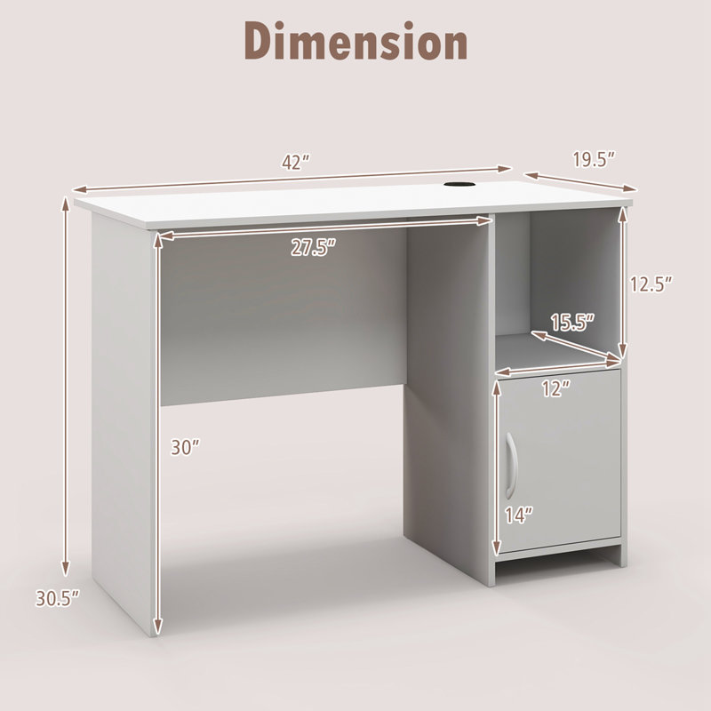 Ebern Designs Gus 42'' W Rectangle Computer Desk with and Cabinet | Wayfair