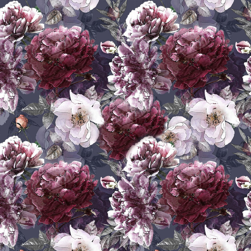 Papier peint amovible floral Kahmiah, L 204 po x L 114 po