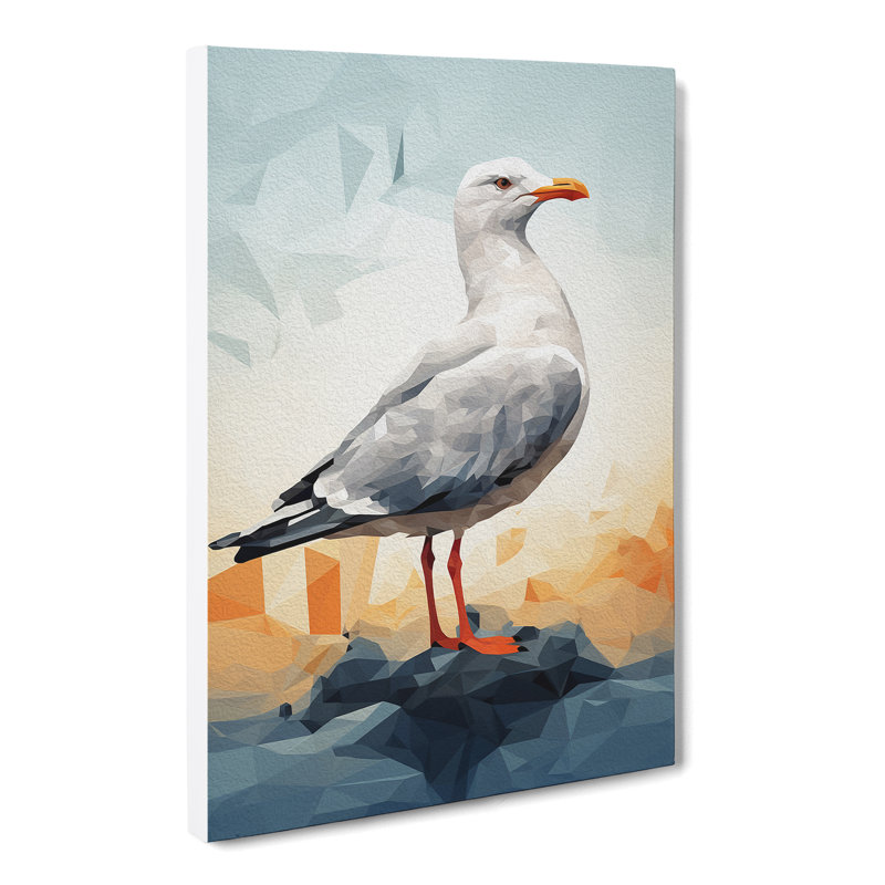 Seagull Geometric Art - Wrapped Canvas, 60cm H x 40cm W x 3cm D