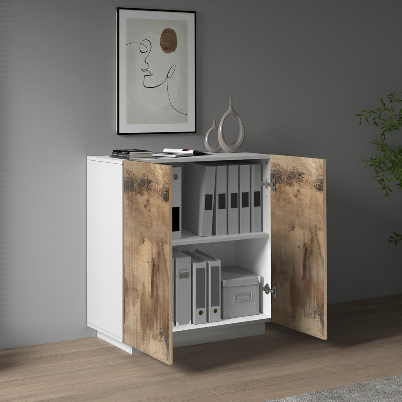 Sawaira 2 -Door 1 -Shelf Storage Cabinet, Brown