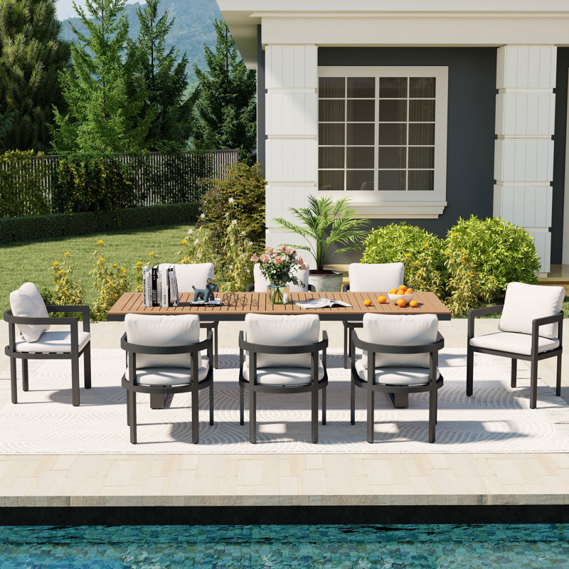 8 - Person Rectangular Outdoor Dining Set With Cushions, 8