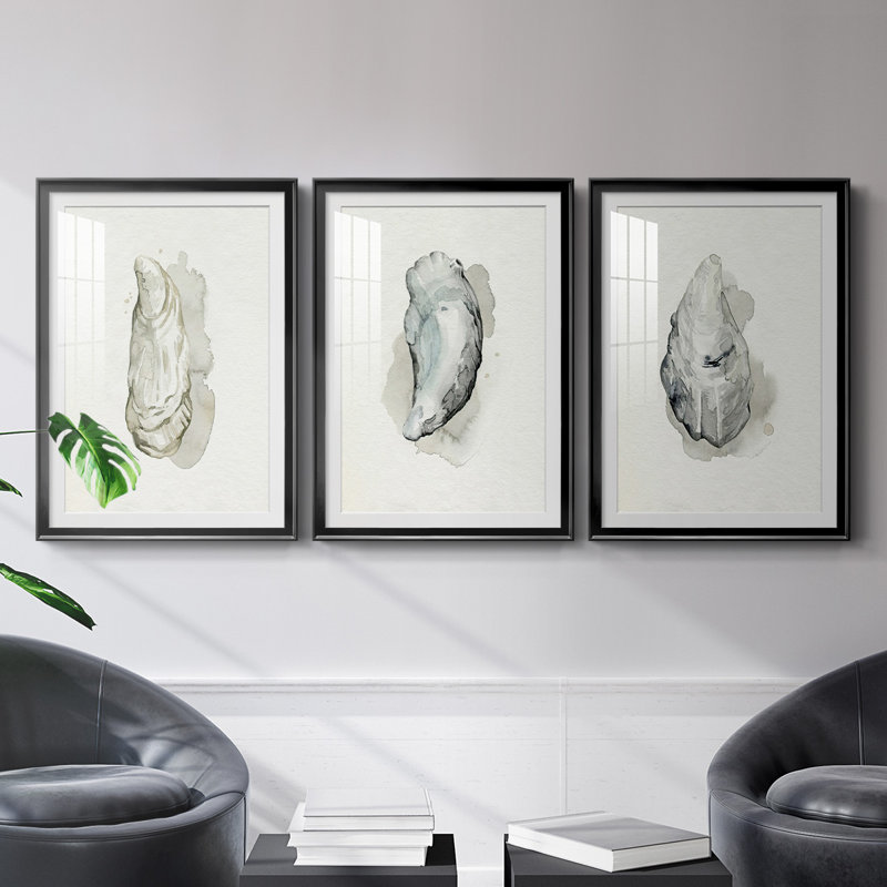 «Oysters On The Bay I», reproduction encadrée de qualité supérieure - prête à être accrochée, H 42,5 po x l 61 po, Cadre noir