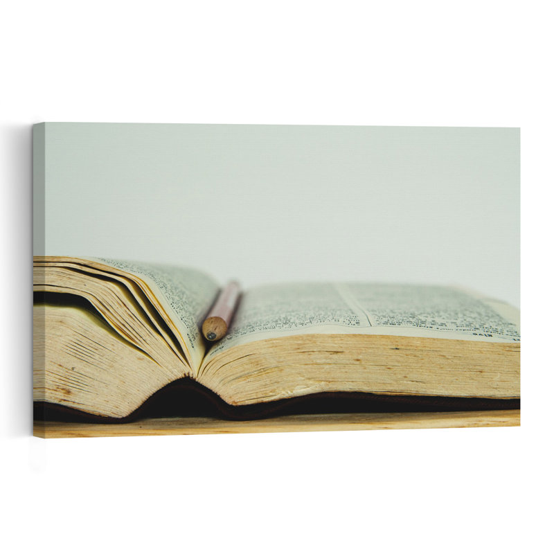 Affiche murale vintage classique « Livre ouvert et crayon », H 40 po x l 60 po