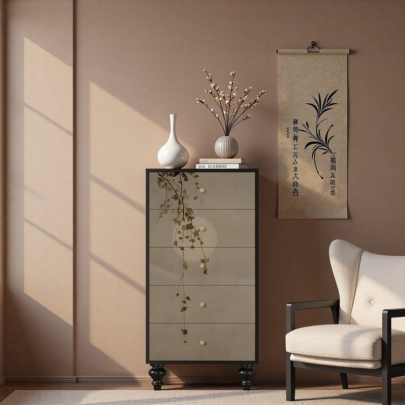 Armoire décorative Wabi-Sabi, Noir/gris