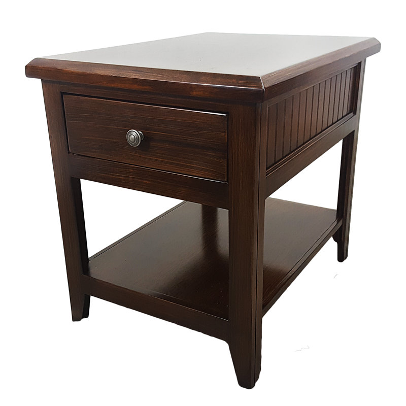 Table de bout en bois massif avec rangement Markleeville, Rouge européen