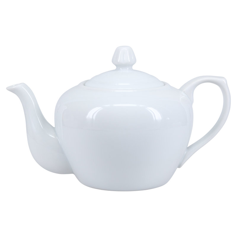Elegant White Porcelain Teapot with Lid, 32 oz