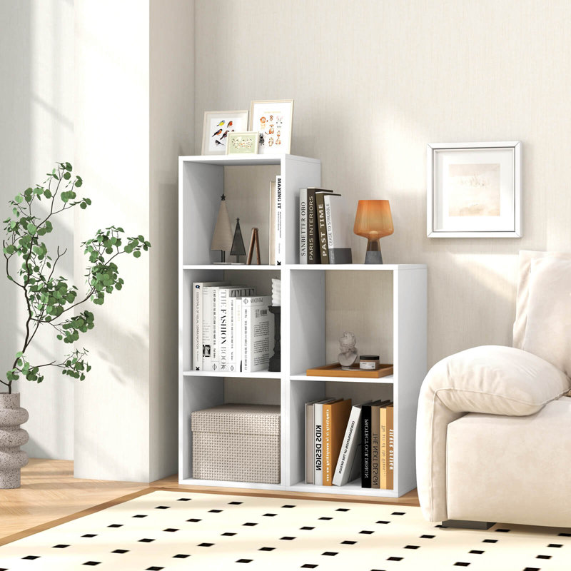 2-cube Bookcase Open Back Bookshelf With Anti-tip Kit Modern Style Organizer, (2 Shelves) 27.5"H x 14"W x 13"D
