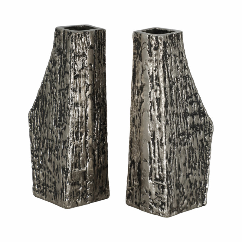 Set Of 2 8" Whittier Metal Flower Vase Bookends