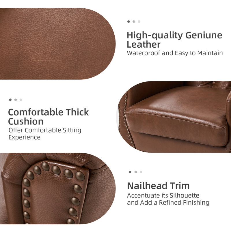Fauteuil Dilane, Cuir véritable brun