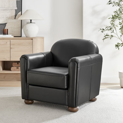 Grandora Top Grain Leather Accent Arm Chair