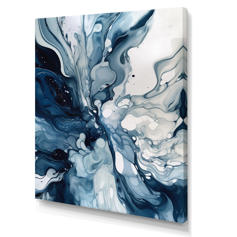 «Blue Grey Ethereal Elixir I», art mural abstrait, Sans cadre, H 20 po x l 12 po, Toile tendue