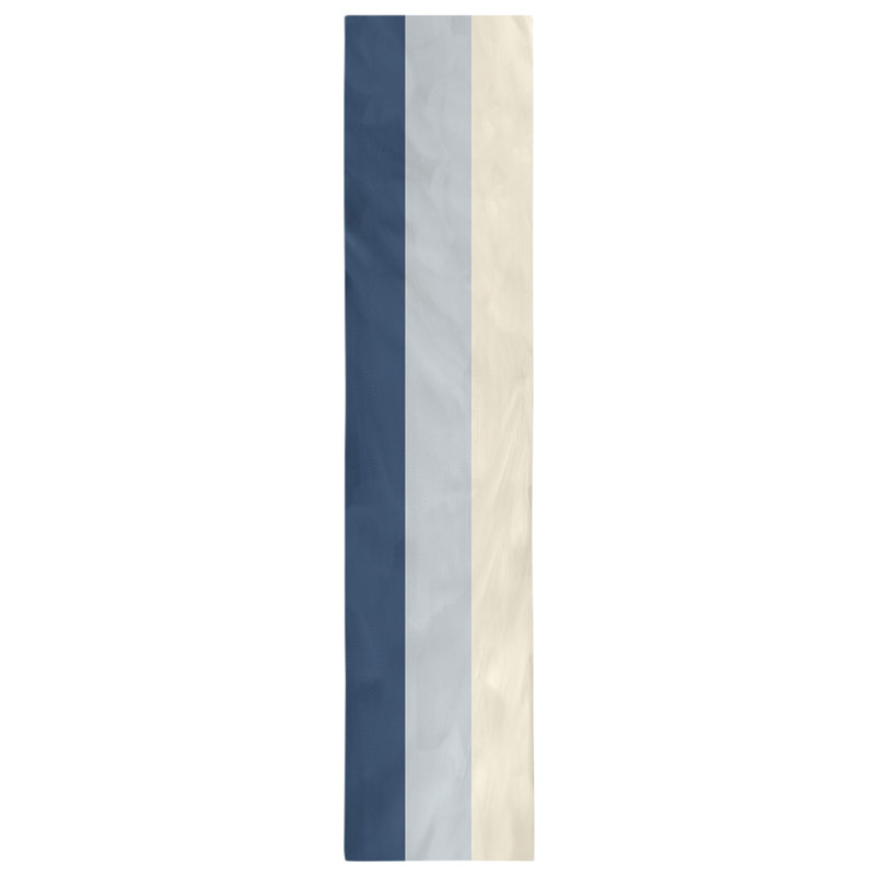 Chemin de table Seattle, Seattle, 72 po x 16 po, Bleu marine / argent métallique / crème