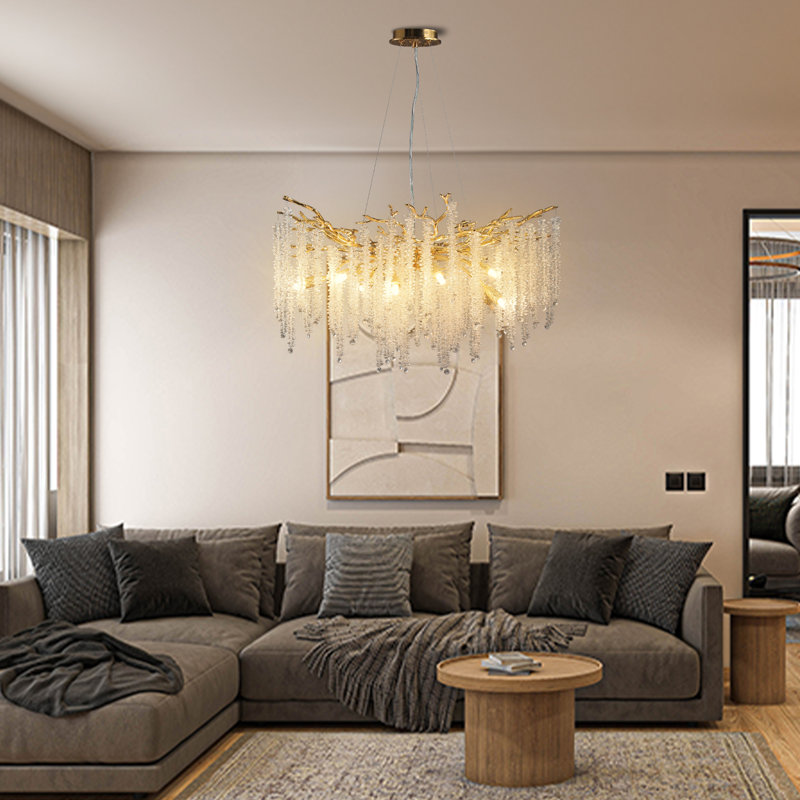 Lustre en cristal Paree, Doré, 10, H 19,7 po x l 30 po x P 30 po