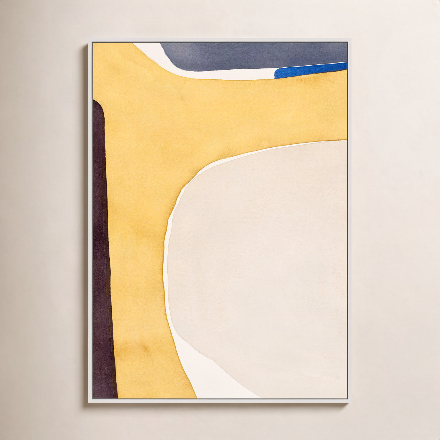 Divided "Hint of Cobalt" Print by Julia Balfour, 25" H x 17.5" W x 1.25" D, White Picture Framed Canvas