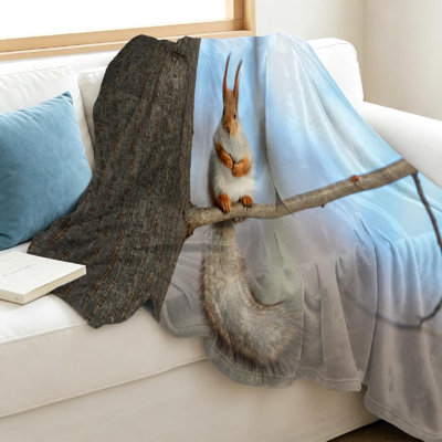 Blue Ultra Soft Flannel Fleece Throw Blanket,Animals in Wildlife Single-Sided Print