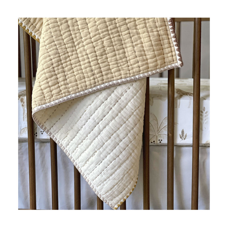 Beige Kendi 100% Cotton Baby Blanket Quilt by Crane Baby