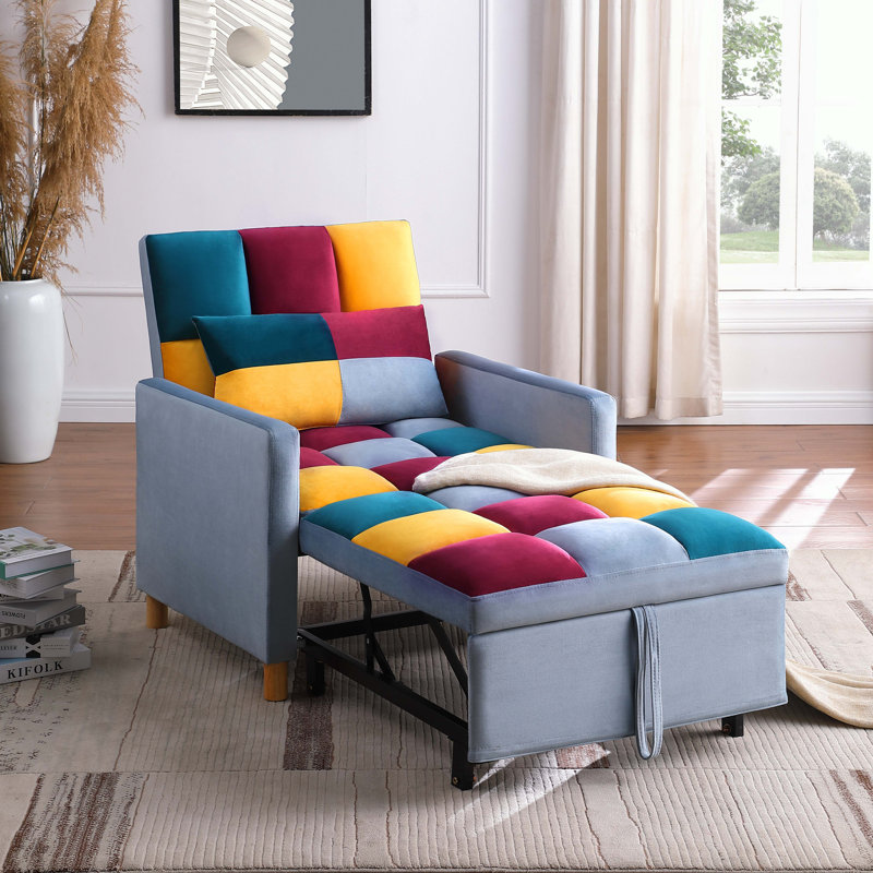 Somdath Sleeper Sofa Chair Bed Multi-Functional Sleeper Chair Upholstered Accent Chair, Rainbow Duplicate 1 