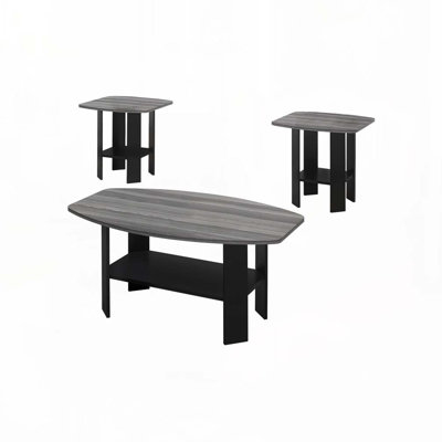 Wood Top Coffee Table Set with Metal Legs