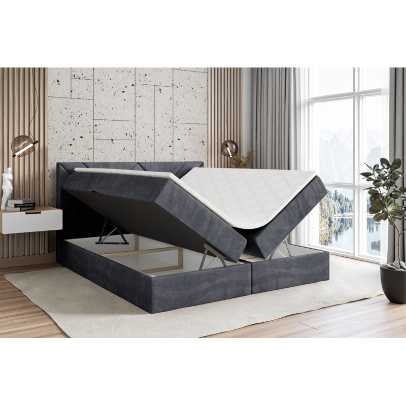 Bed, 180cm W x 200cm L, Dark gray