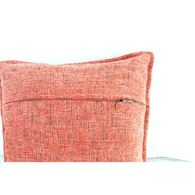 18x18 Orange Chenille Square Throw Pillow Covers Set with Piped Edges