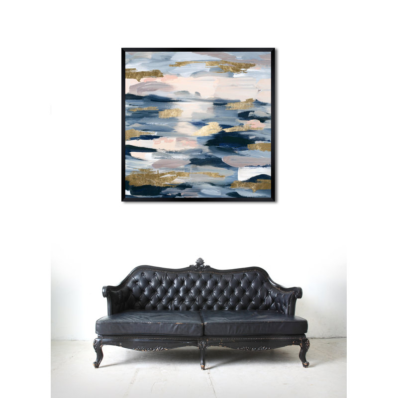 Abstrait, fumée sur l'eau - impression encadrée, Cadre noir plat, H 12 po x l 12 po x P 0,5 po