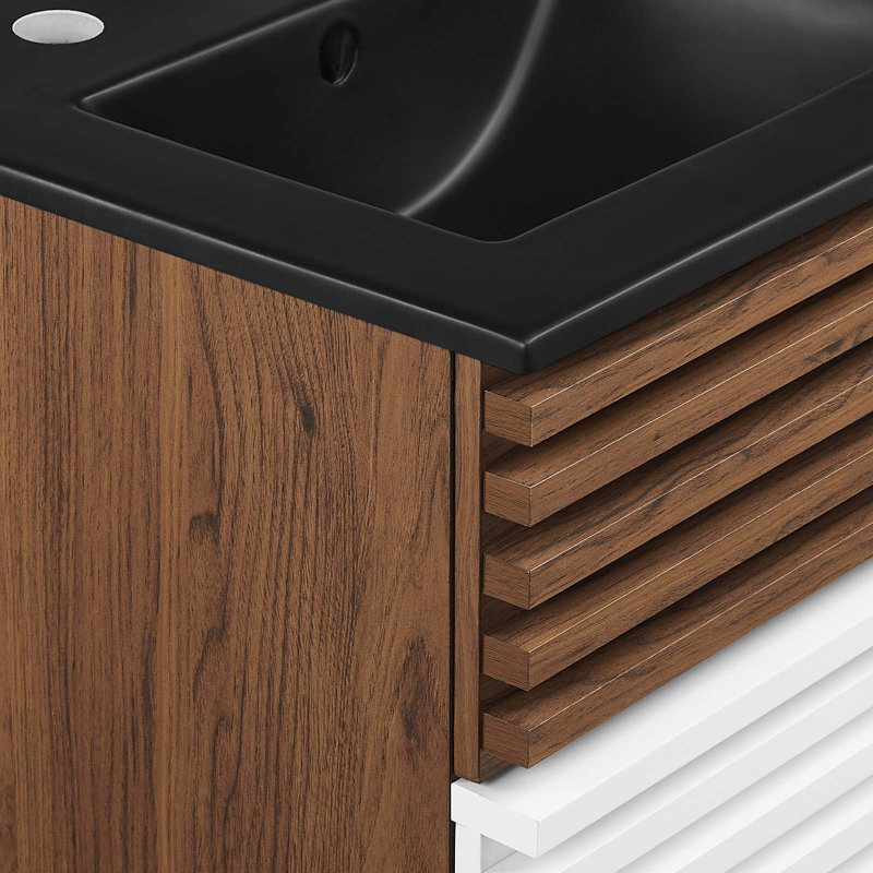 Meuble-lavabo mural 18 po Render, Blanc / Noyer