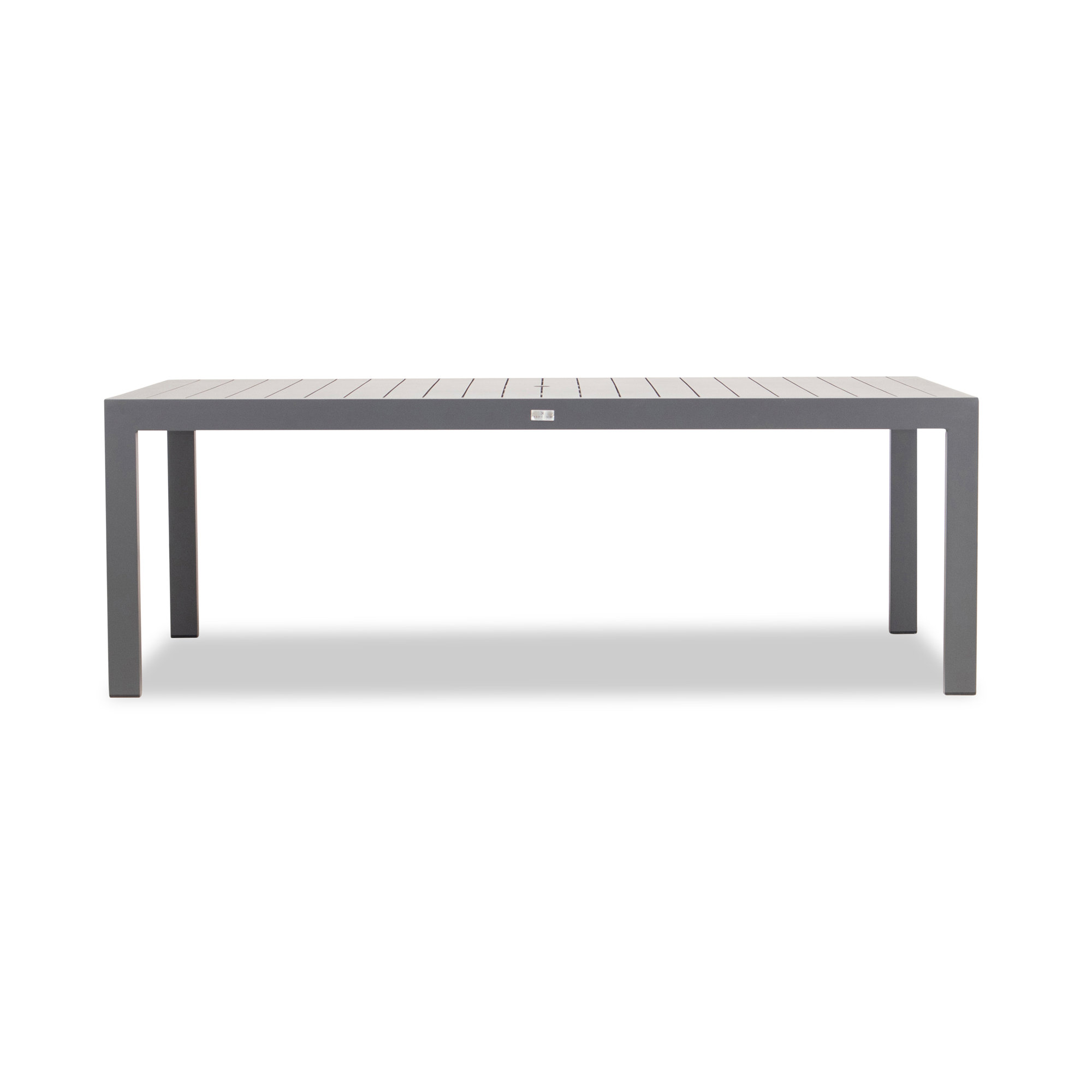 Morje 86.5'' Rectangular 8 - Person Outdoor Dining Set with Sunbrella Cushions, Slate, Cast Lagoon Sunbrella® Plainweave