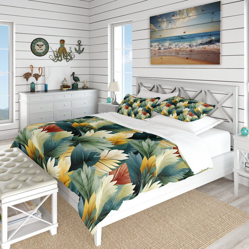 Jungle Tropical Palms Composition - Ensemble de housse de couette tropical - Microfibre de polyester