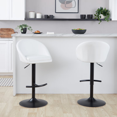 Maddison High Back Faux Leather Adjustable Barstool With Rounded T Footrest