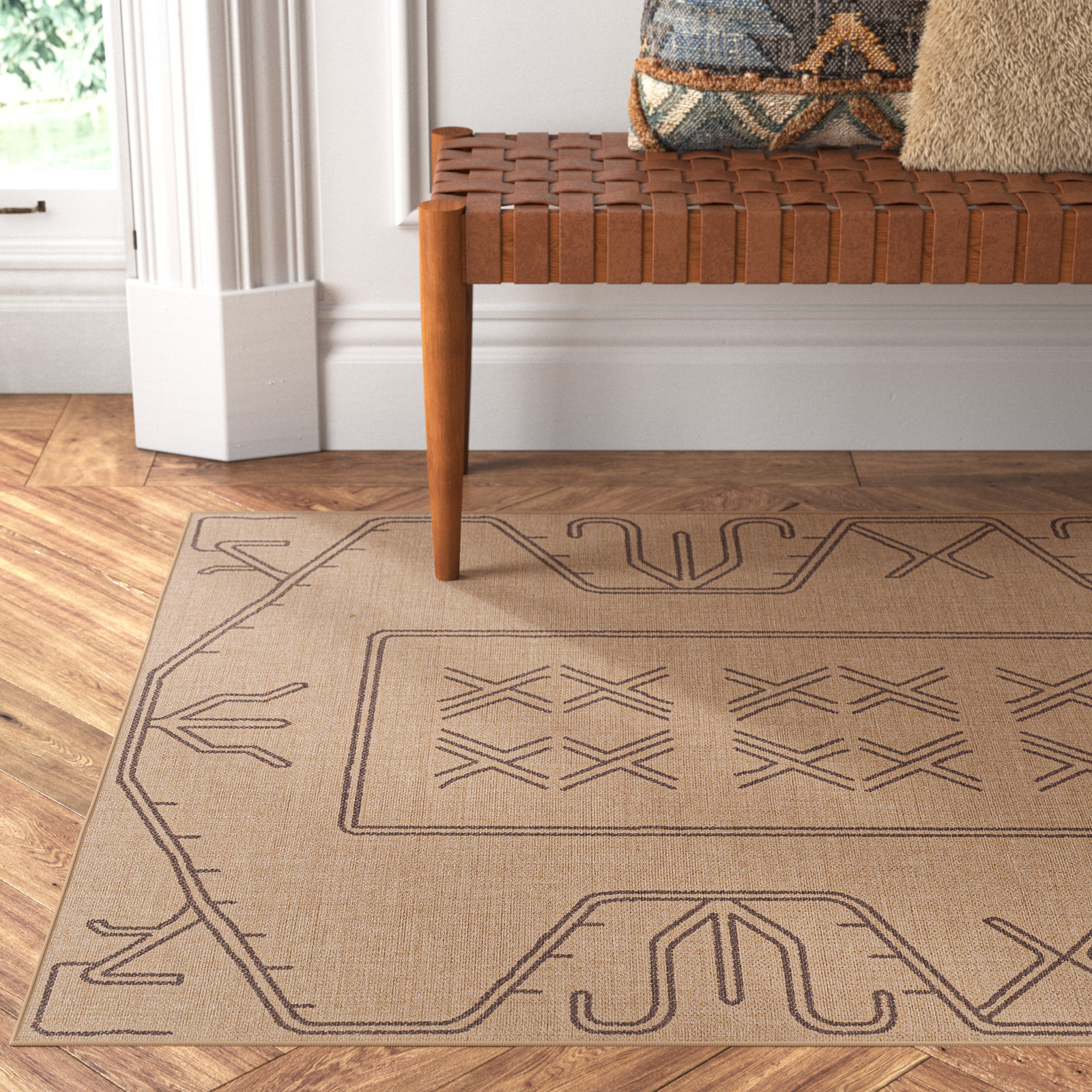 Keld Tan Moroccan Rug, Rectangle 4' x 6'