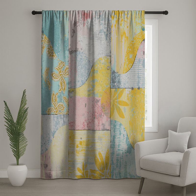 Rideaux de fenêtre Patchwork Floral, 50 po x 92 po - 1 panneau, Transparent