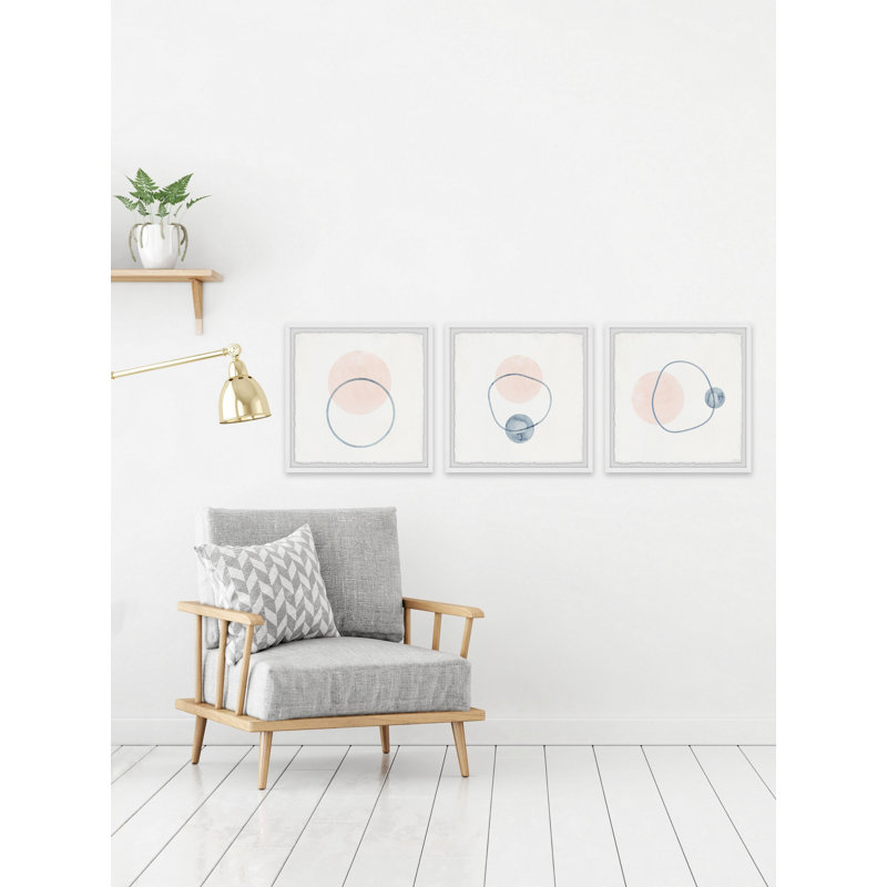 " Three Orbiting Circles " by Parvez Taj 3 - Pieces Painting Print, 12" H x 12" W x 1.5" D