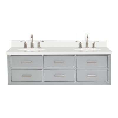 Macmullin 61'' Double Bathroom Vanity with White Quartz Top