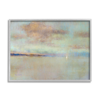 Scène océanique abstraite, voilier solitaire par Katie Swatland - Peinture sur bois