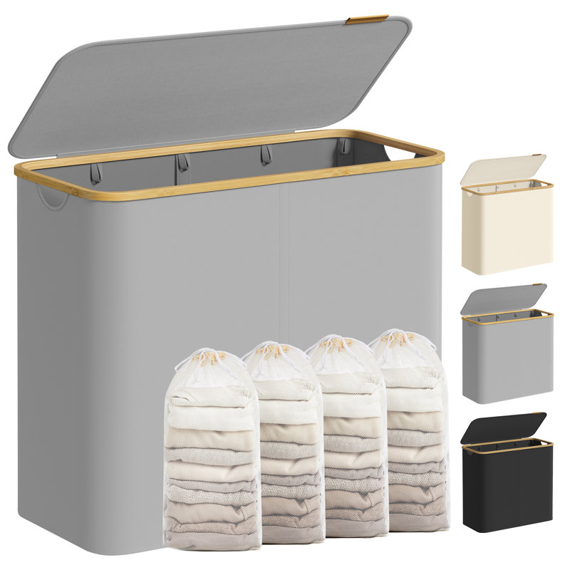 Fabric Laundry Hamper with Handles, Grey