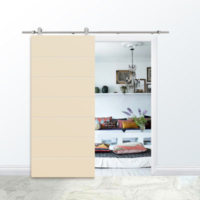 Hollow Paneled Painted without Installation Hardware Kit Barn Door