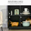 Buffet avec comptoir en bois massif, armoire de rangement moderne avec 3 tiroirs, portes et tablette réglable
