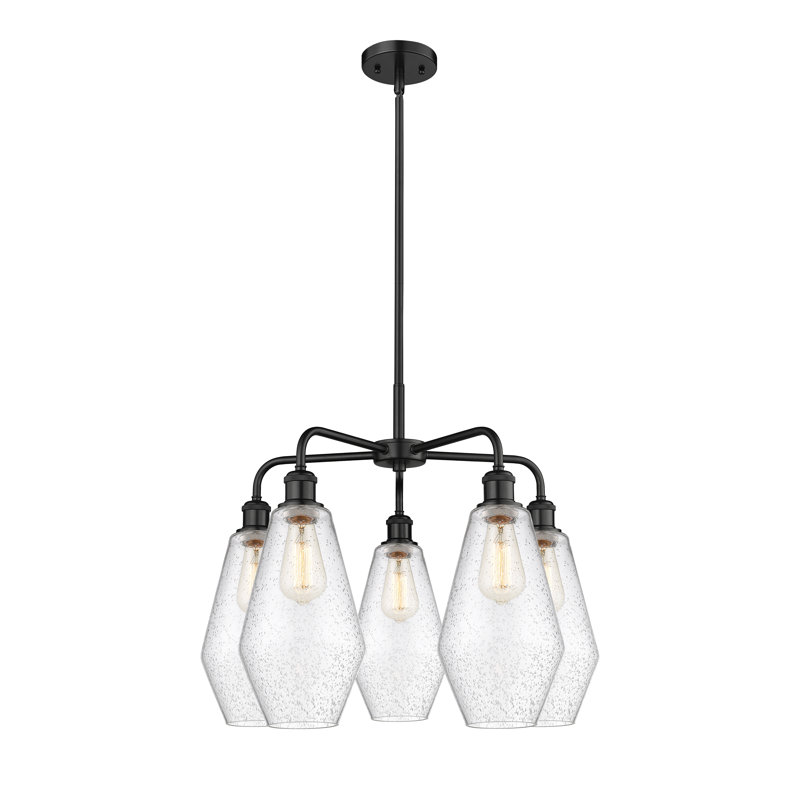 Lustre géométrique à intensité variable en acier à 5 lumières Amylea, H 20 po x l 25 po x P 25 po, Noir mat