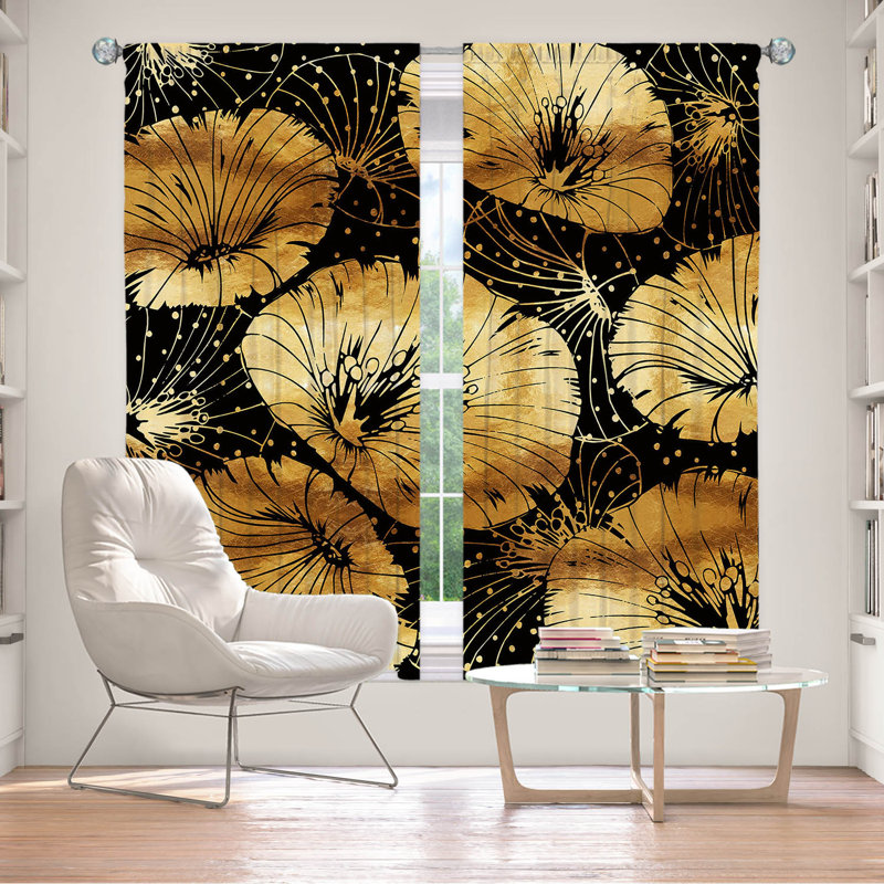 Paire de rideaux obscurcissant en polyester Rogich, Noir / or, L 40 po x L 82 po