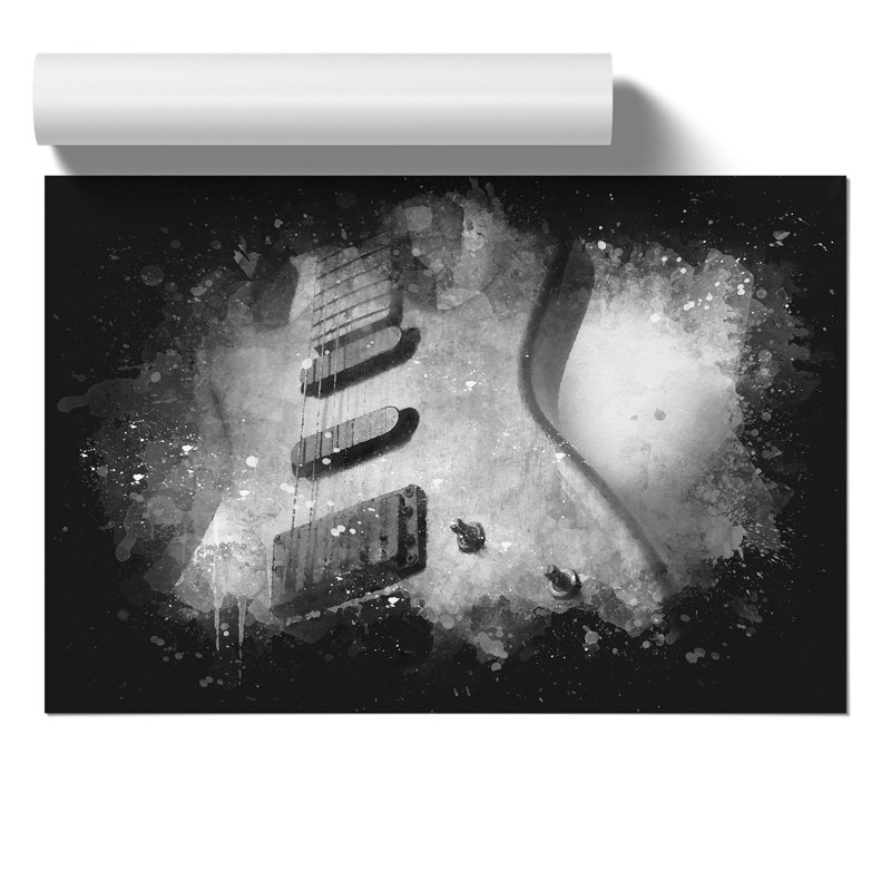 Electric Guitar Paint Splash - Frameless Print, 59cm H x 84cm W x 0.1cm D
