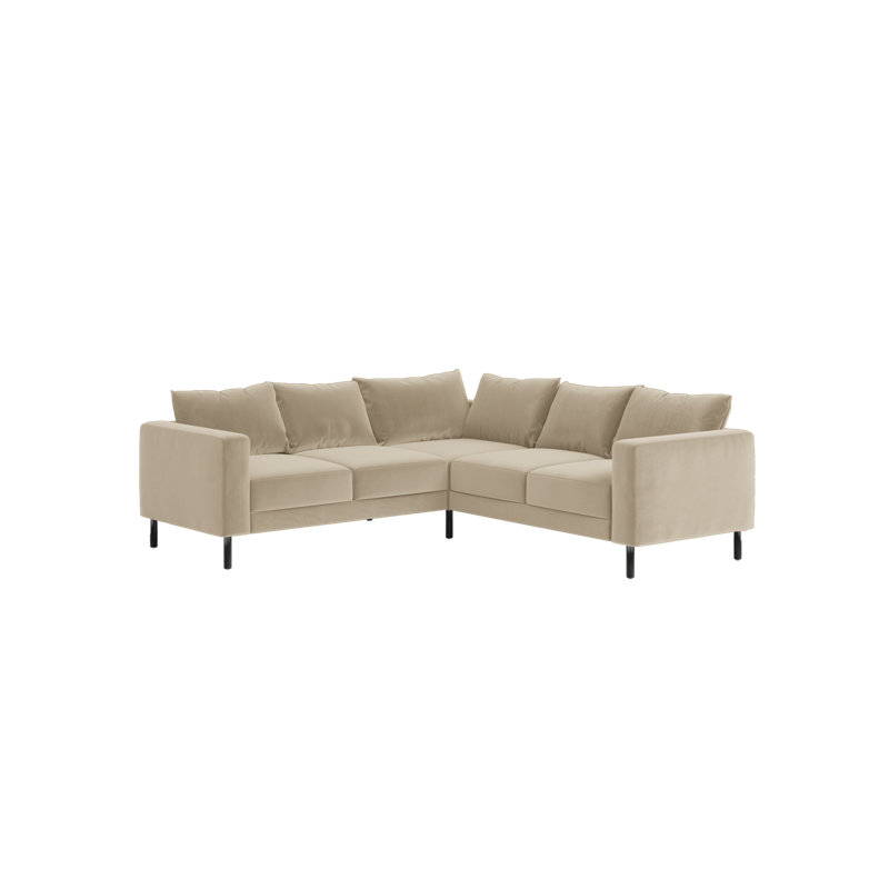 Essential 5-Seat Corner Sectional, Cashew Recycled Velvet, Metal