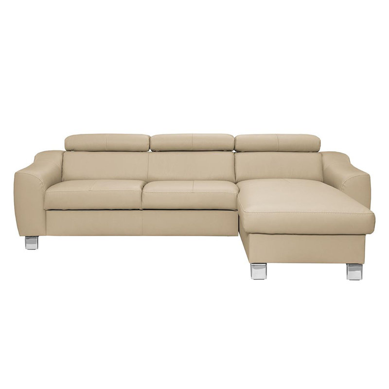 Avaiyah Leather Chaise Sofa with Sleeping Function and Storage, No, Beige, Right Hand Facing