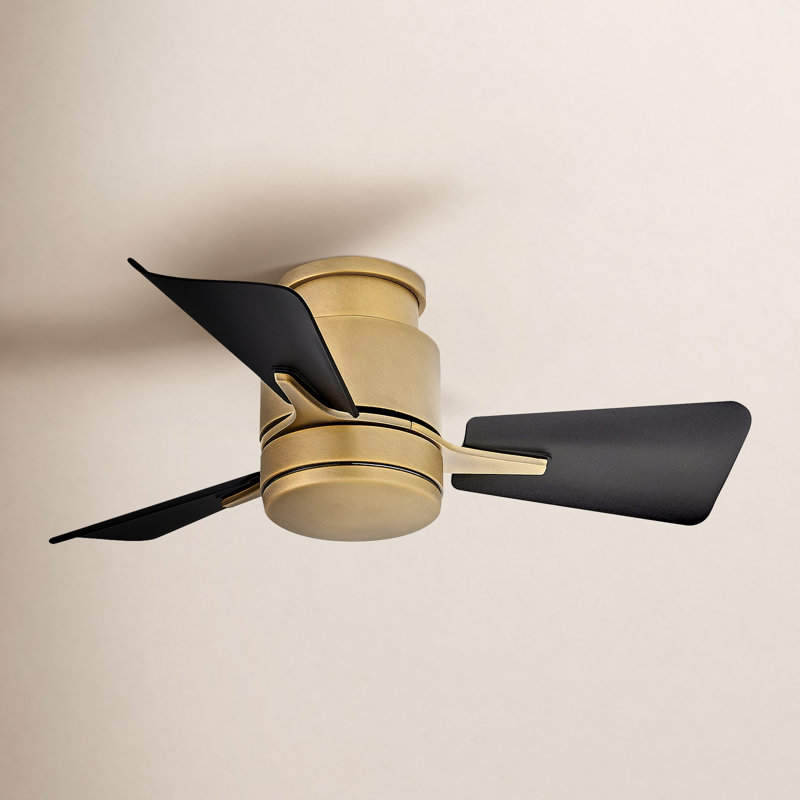 30" Leventhal 3  - Blade LED Standard Ceiling Fan with Wall Control and Light Kit Included, Matte Black/Gold