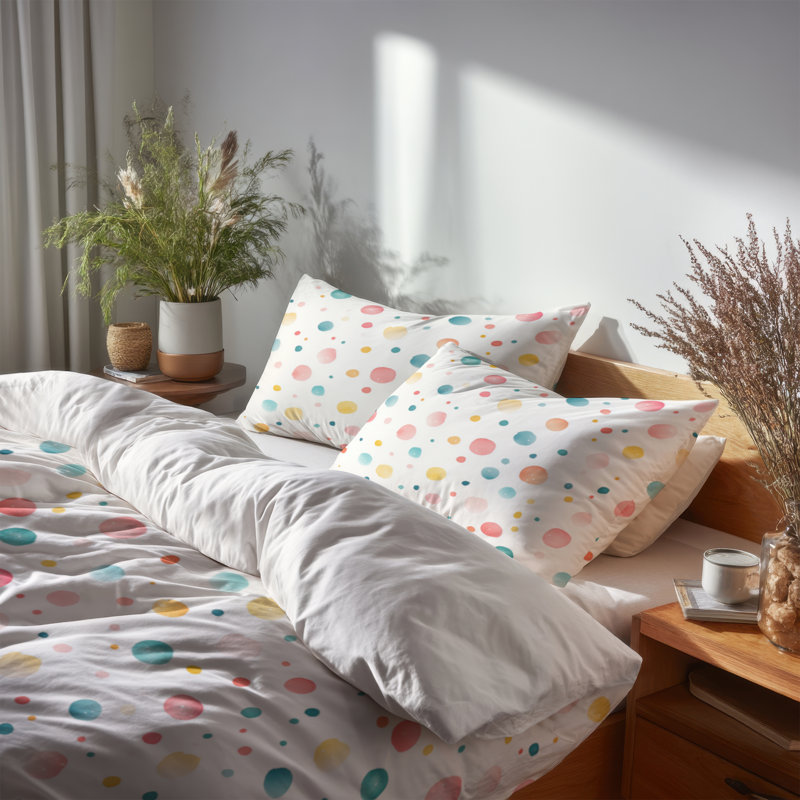 Ensemble de housse de couette Confetti 3 pièces pour enfants - housse de couette et coussin décoratif, Très grand lit