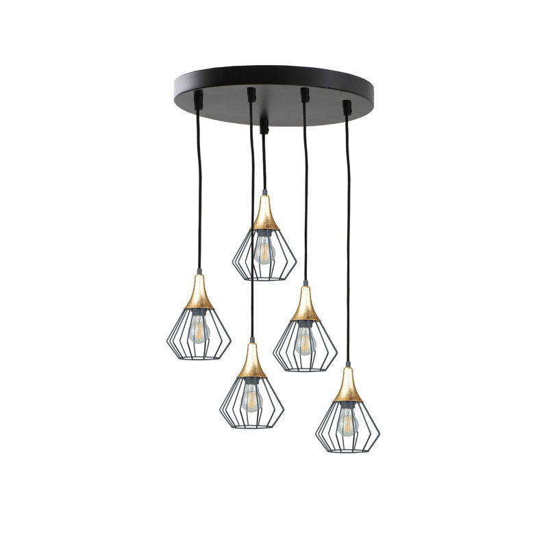 Becraft 5 - Light Cluster Pendant, Black/Gold
